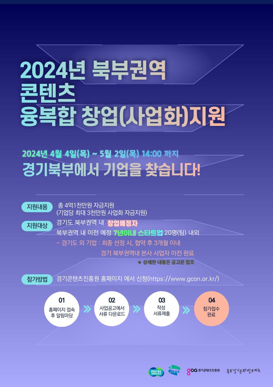 [수정] 2024년 북부권역 콘텐츠 융복합 창업지원 참가자 모집